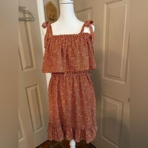 Liberty Love tie shoulder ruffle mini dress.​